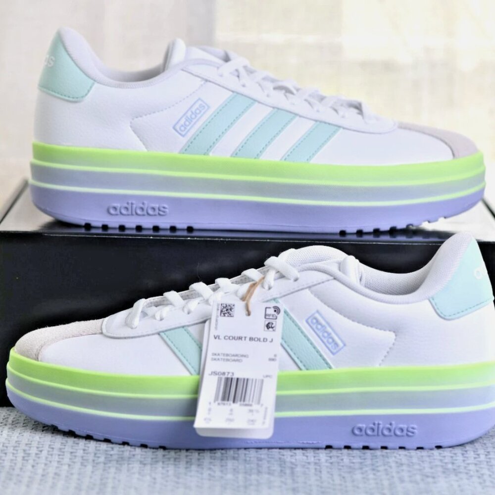 adidas White Mint & Lime Platform Sneakers